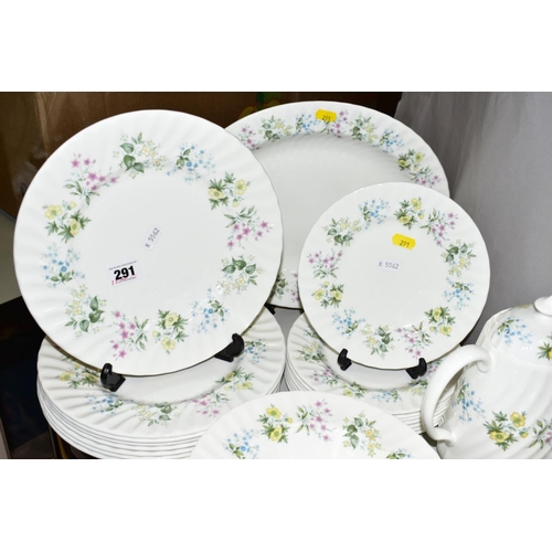 291 - MINTON 'SPRING VALLEY' DINNER SERVICE, comprising two oval covered twin handled tureens, oval platte... 