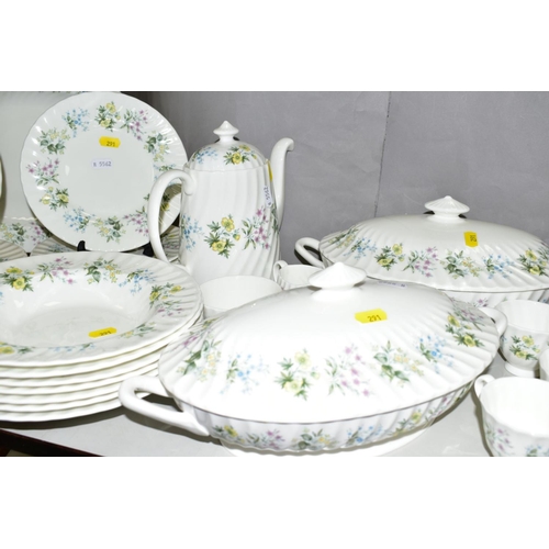 291 - MINTON 'SPRING VALLEY' DINNER SERVICE, comprising two oval covered twin handled tureens, oval platte... 