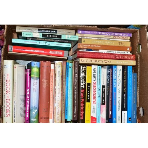 302 - FIVE BOXES OF BOOKS, to include History, a boxed set of four 'Greek Tragedies', etc