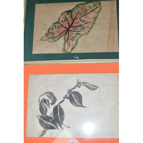 318 - LATE 19TH/20TH CENTURY CHINESE SCHOOL, four amateur studies of flowers and foliage, watercolours, on... 