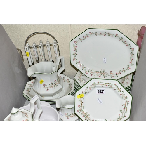 327 - A JOHNSON BROTHERS 'ETERNAL BEAU' TEA./DINNER SERVICE, comprising six cups and saucers, seven side p... 