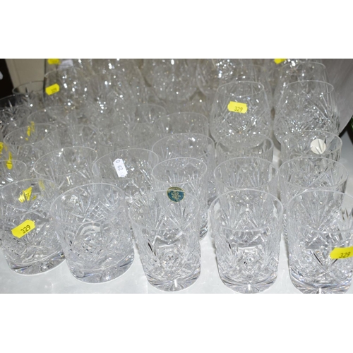 329 - A COLLECTION OF CUT GLASS etc to include Bohemian wine glasses, unmarked brandy and whisky glasses, ... 