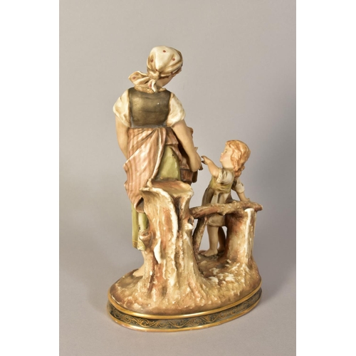 337 - A TURN (BOHEMIA) PORCELAIN FIGURE GROUP, mother and children, with gilt detailing, approximate heigh... 