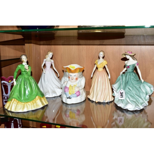 341 - THREE ROYAL DOULTON FIGURES 'Best Wishes' HN3971, 'Jayne' HN4524 and 'Happy Birthday' 2004 HN4528, t... 