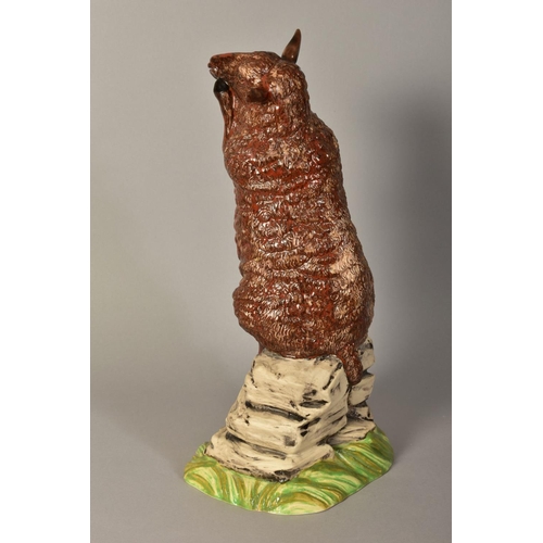 350 - A BURSLEM POTTERY FIGURE OF A SHEEP, 'The Thinker', impressed marks to base, height approximately 37... 