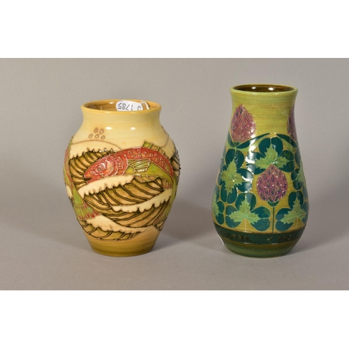 363 - TWO DENNIS CHINA WORKS VASES designed by Sally Tuffin, comprising 'Fish' pattern, marked MS55 2000, ... 