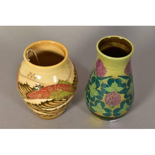 363 - TWO DENNIS CHINA WORKS VASES designed by Sally Tuffin, comprising 'Fish' pattern, marked MS55 2000, ... 