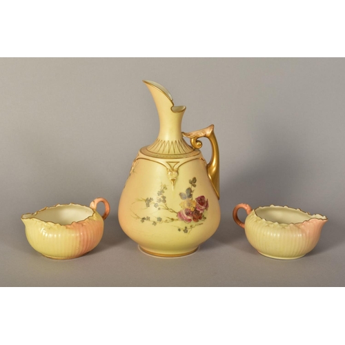 365 - A ROYAL WORCESTER BLUSH IVORY EWER, decorated with floral sprays, shape number 1668, Rd No211928, pu... 