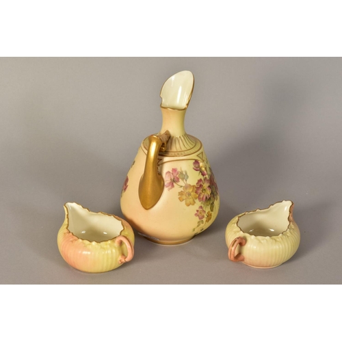 365 - A ROYAL WORCESTER BLUSH IVORY EWER, decorated with floral sprays, shape number 1668, Rd No211928, pu... 