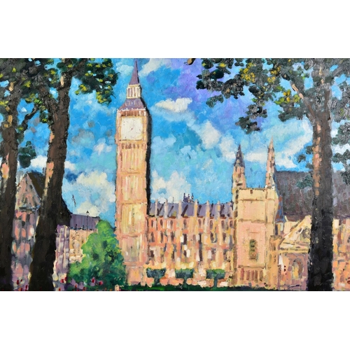 427 - TIMMY MALLETT (BRITISH CONTEMPORARY), 'Summer in Parliament Square', Big Ben and The Palace of Westm... 