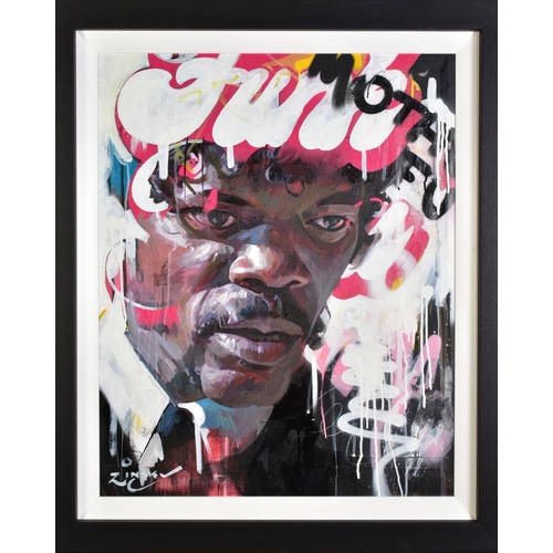 428 - ZINSKY (CONTEMPORARY), 'Jules Winfield', a portrait of the pulp fiction hitman, signed bottom right,... 