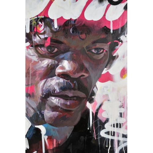 428 - ZINSKY (CONTEMPORARY), 'Jules Winfield', a portrait of the pulp fiction hitman, signed bottom right,... 