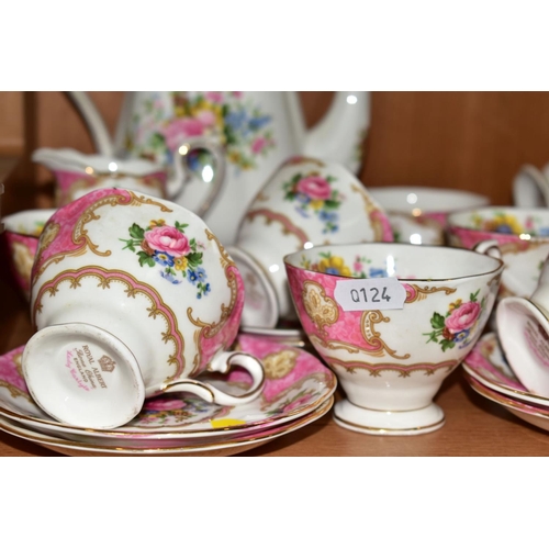 446 - ROYAL ALBERT 'LADY CARLYLE' COFFEE SET, comprising coffee pot, cream jug, sugar bowl, six cups and s... 