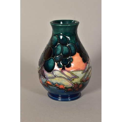 470 - A MOORCROFT POTTERY VASE, 'Mamoura' pattern, impressed backstamp and painted monogram, height 13.5cm