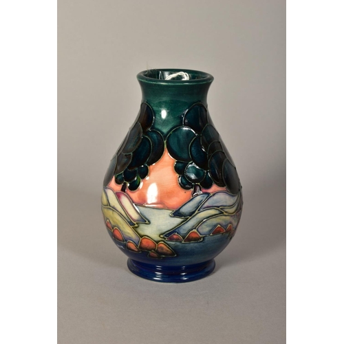 470 - A MOORCROFT POTTERY VASE, 'Mamoura' pattern, impressed backstamp and painted monogram, height 13.5cm