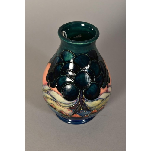 470 - A MOORCROFT POTTERY VASE, 'Mamoura' pattern, impressed backstamp and painted monogram, height 13.5cm