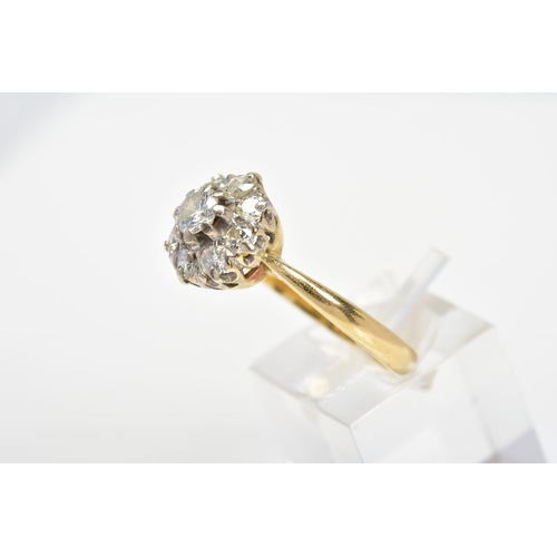 49 - A MODERN ROUND BRILLIANT DIAMOND CLUSTER RING, estimated total diamond weight 0.99ct, ring size R 1/... 