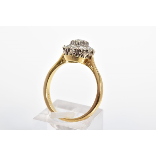 49 - A MODERN ROUND BRILLIANT DIAMOND CLUSTER RING, estimated total diamond weight 0.99ct, ring size R 1/... 