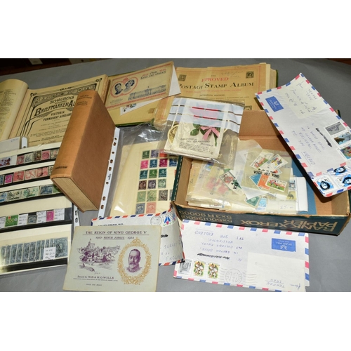 539 - A BOX OF WORLD STAMPS AND COVERS, and several collectable items, etc