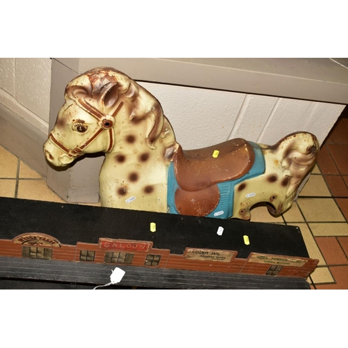 544 - A PART RESTORED MOBO BRONCO PRESSED STEEL RIDE ON HORSE, dismantled and not complete, with a small w... 