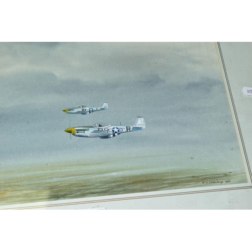 547 - D G CHATFIELD (CONTEMPORARY) 'P-51 MUSTANG' a pair of American fighter aircraft over countryside, si... 