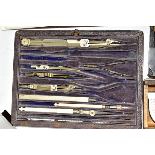 550 - A TRAY OF DRAWING AND TECHNICAL INSTRUMENTS to include a micrometer by L S Starret Co U S A measurin... 