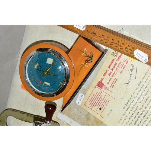 569 - A BRUNSVIGA MECHANICAL CALCULATOR, together with Smith's electric clock, Chinese satellite mechanica... 