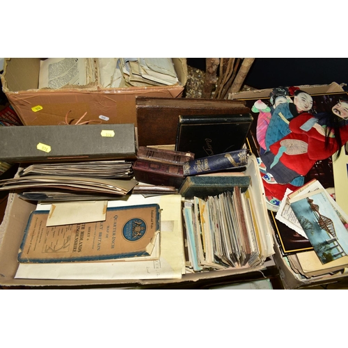 576 - THREE BOXES OF EPHEMERA AND A FOLIO, comprising one box of legal/commercial documents (Probates, Dee... 