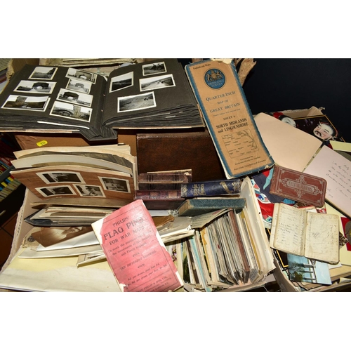 576 - THREE BOXES OF EPHEMERA AND A FOLIO, comprising one box of legal/commercial documents (Probates, Dee... 