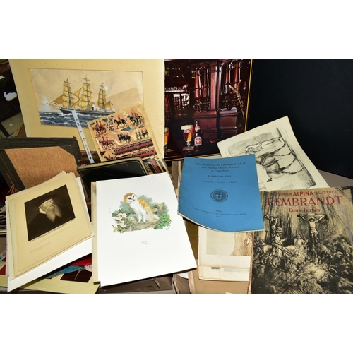 576 - THREE BOXES OF EPHEMERA AND A FOLIO, comprising one box of legal/commercial documents (Probates, Dee... 