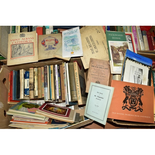 597 - FIVE BOXES OF BOOKS AND MAPS, mostly rural interest 'Rural England', 'The Treasures of Oxford', 'Poa... 