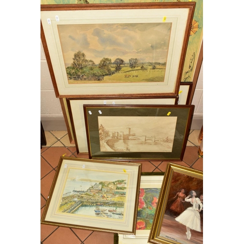 609 - PAINTINGS AND DRY POINT ETCHING, to include 'Clay-Next-The-Sea, Norfolk' by James Priddey, signed an... 