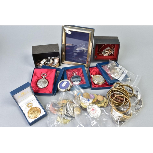 68 - A SELECTION OF MAINLY POCKET WATCHES, JEWELLERY AND MEDALS, to include metal pocket watches, metal m... 