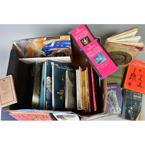 82 - A BOX OF BOOKS AND CATALOGUES ETC RELATING TO SILVER AND GOLD, including Birmingham Gold and Silver ... 