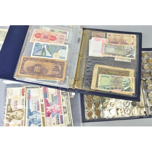 90 - TWO ALBUMS CONTAINING COINS AND BANKNOTES