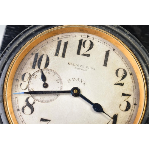 104 - AN ELLIOTT BROS OF LONDON EIGHT DAYS WATCH, silvered dial, subsidiary seconds dial, Arabic numerals,... 