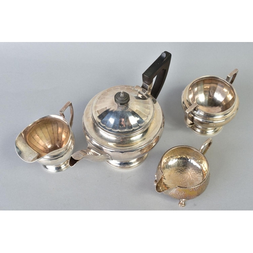 124 - A GEORGE V SILVER THREE PIECE TEA SET, of panelled circular form, makers Gorham Manufacturing Co, Bi... 