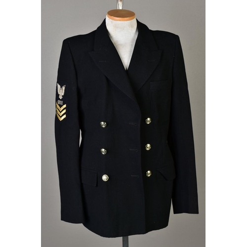 131 - FOUR NAVAL DRESS JACKETS, with sleeve insignia and medal ribbons