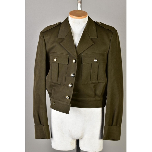 137 - FIVE US ARMY WWII STYLE SHORT BATTLEDRESS JACKETS, some with insignia, medal ribbons etc