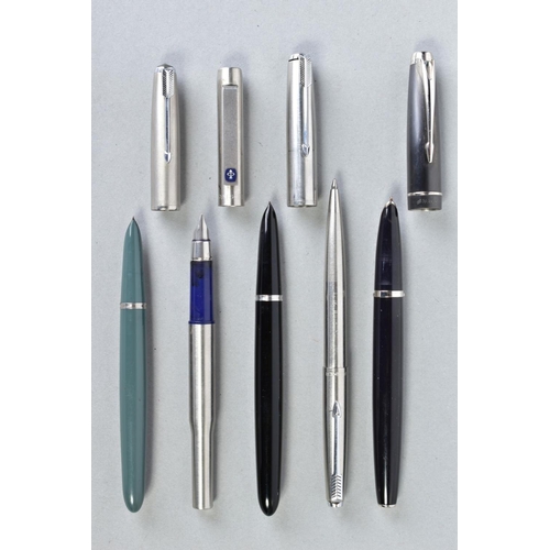 17 - TWO PARKER '51', A '100', A '25' AND A '45' BALLPOINT PEN these include a grey and lusteroi 51, a bl... 