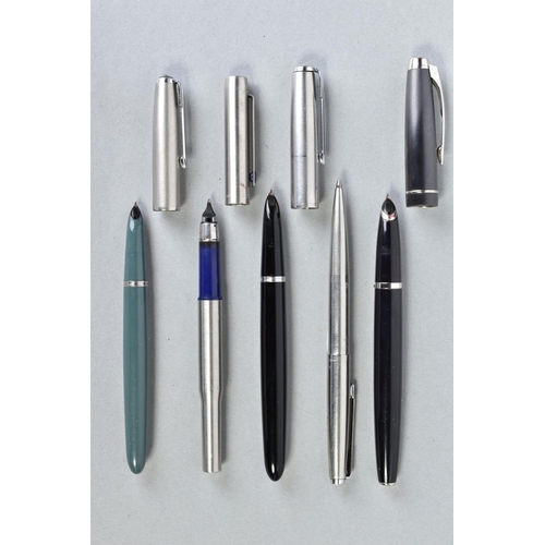 17 - TWO PARKER '51', A '100', A '25' AND A '45' BALLPOINT PEN these include a grey and lusteroi 51, a bl... 