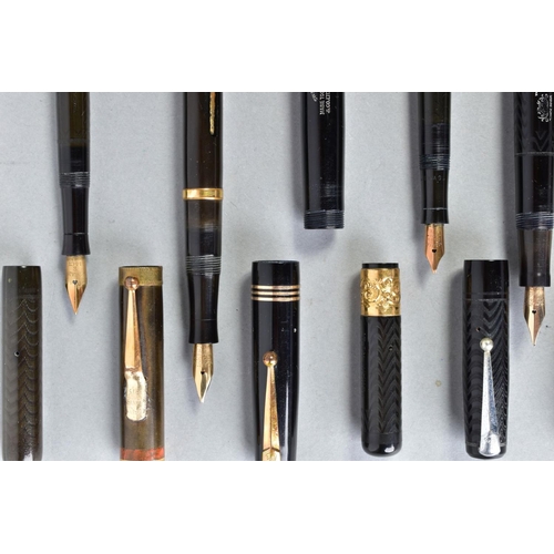 27 - SEVEN FOUNTAIN PENS BY MABIE TODD including two The Swan B2 pens, one SM 200/60 self filler, one 106... 