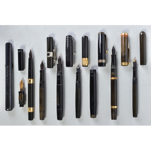 27 - SEVEN FOUNTAIN PENS BY MABIE TODD including two The Swan B2 pens, one SM 200/60 self filler, one 106... 