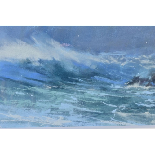 291 - JAMES BARTHOLOMEW, R.S.M.A. (BRITISH CONTEMPORARY), 'Heavy Breakers Off The Point', a stormy coastal... 