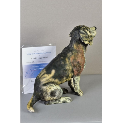 295 - APRIL SHEPHERD (BRITISH CONTEMPORARY), 'Paying Attention', a limited edition cold cast porcelain scu... 