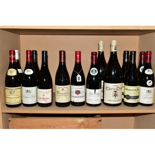 302 - FIFTEEN BOTTLES OF RED WINE FROM BURGUNDY AND THE RHONE, comprising two x 1.5L bottles of Domaine Ch... 