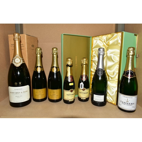 308 - SEVEN BOTTLES OF CHAMPAGNE, comprising a Magnum bottle of Berry Bros & Rudd Grand Cru Brut, 12% vol,... 