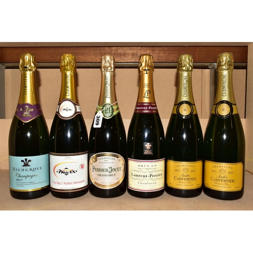 309 - SIX BOTTLES OF CHAMPAGNE, comprising a bottle of Perrier-Jouet Grand Brut, 12% vol, 750ml, a bottle ... 