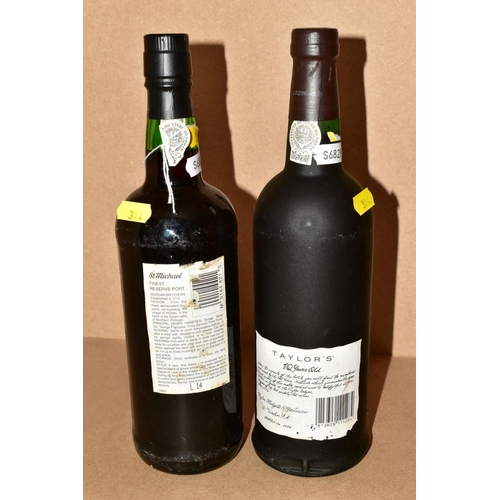 324 - TWO BOTTLES OF PORT, comprising a bottle of Taylor's 10 year old, bottle No.433528, 20% vol, 75cl an... 