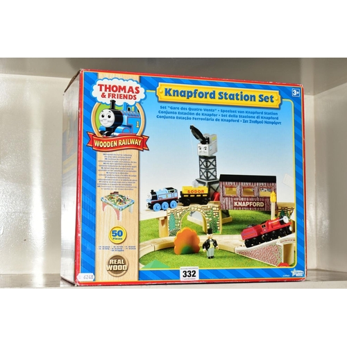 332 - A BOXED LEARNING CURVE THOMAS & FRIENDS WOODEN KNAPFORD STATION SET, inner box still sealed